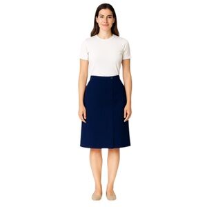 Vintage Daniel Hechter Navy Blue Knee Length A Line Midi Skirt